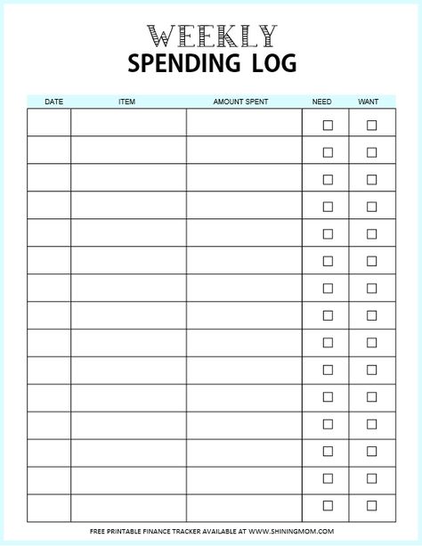 FREE weekly expense tracker to log your spending! Spending Template, Spending Tracker Printable, Daily Expense Tracker, Record Template, Spending Log, Expense Tracker Printable, Tracker Free, Finance Printables, Spending Tracker