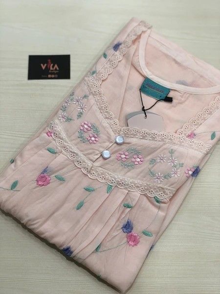 Nighty Designs Indian, Cotton Nighty For Women, Fashion 2023 Women, Nighty Designs, Eid Outfits Ideas, Women Nightwear Dresses, Cotton Night Dress, Nightgown Pattern, Cotton Nighties