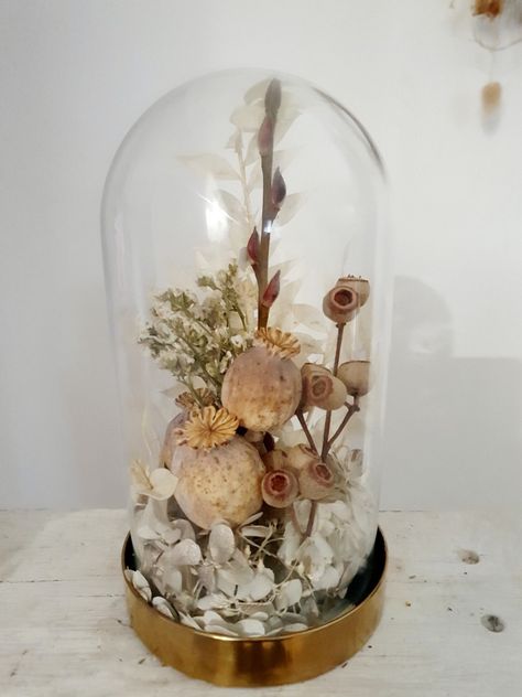 Dried flower terrarium Glass Dome Centerpiece, Dried Flower Bar, Diy Dried Flowers, Diy Tablescapes, Flower Terrarium, Dried Flowers Diy, Flower Factory, Colored Glass Bottles, Flowers Instagram