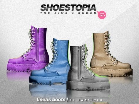 shoestopia - fineas shoes - The Sims 4 Download - SimsFinds.com Tenderloins Recipes, Ts4 Shoes, Caterpillar Boots, Cc Shoes, Sims 4 Cc Shoes, Sims 4 Download, The Sims 4 Download, Sims Hair, Sims 4 Cc Finds