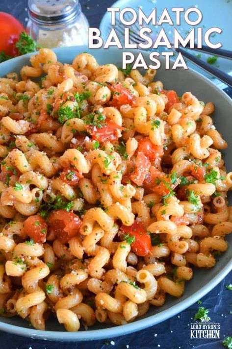 Tomato Balsamic Pasta - Lord Byron's Kitchen Balsamic Pasta Recipes, Balsamic Pasta Salad, Lemon Butter Pasta, Friend Hangout, Tomato Balsamic, Balsamic Pasta, Asparagus Pasta Salad, Kitchen Secrets, Asparagus Seasoning