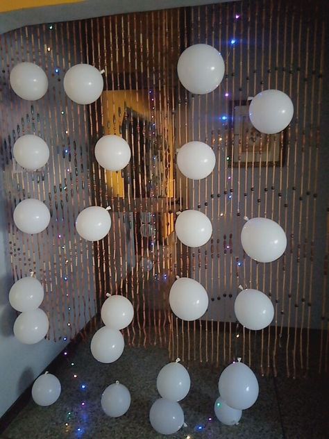 A simple balloon curtain to brighten any doorway Balloon Curtains, Balloons, Curtains