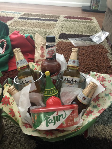 #giftbasket #diygiftbaskets #micheladagiftidea #christmasgift Michelada Gift Basket Ideas, Mexican Ideas, Birthday Baskets, Raffle Basket, Birthday Basket, Raffle Baskets, Michelada, Diy Gift Baskets, Care Packages