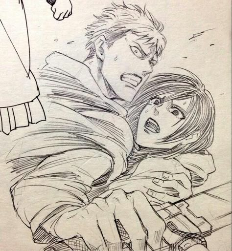 This looks like official freakin' art | Attack on Titan / Shingeki no Kyojin AoT/SnK | Jean Kirstein/Kirschtein x Mikasa Ackerman JeanKasa/JeanMika | Anime Manga cute couple OTP Mikasa X Jean, Jean And Mikasa, Jean X Mikasa, Titan Anime, Attack On Titan Anime, Attack On Titan, Drawings, Twitter, Pinterest Likes