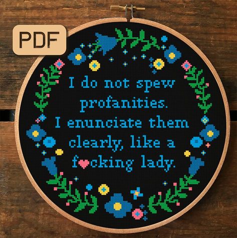 Sassy Cross Stitch, Funny Cross Stitch, Xstitch Patterns, Funny Cross Stitch Patterns, Cross Stitch Funny, Pixel Pattern, Crochet Tapestry, Stitch Art, Embroidery Hoop Art