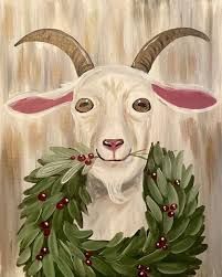 Christmas Goat Painting, Yule 2024, Pinots Palette Paintings, Goat Paintings, Yule Goat, Palette Painting, Tiny Paintings, Pinots Palette, Happy Winter Solstice