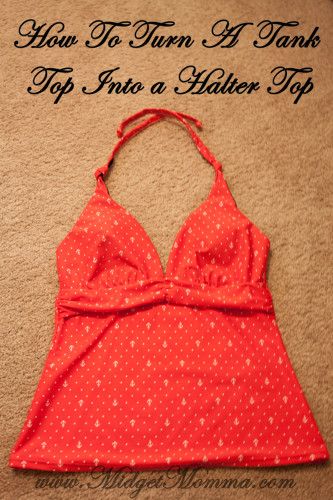 How to turn a Tank top into a Halter Top Do It Your Self How To Make A Halter Top From A Tank Top, Old Clothes Sewing Projects, Diy Fashion Tops, Recycling Clothes, Cut Hoodies, Fit Checks, Diy Fashion Trends, Tank Swimsuit, Clothing Crafts