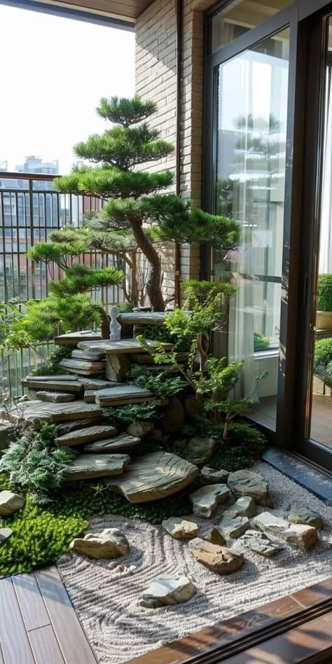 (20+) Facebook Balcony Zen Garden, Gardens For Small Spaces, Apartment Patio Ideas, Indoor Zen Garden, Japanese Garden Backyard, Japanese Gardens Design Ideas, تحت الدرج, Balcony Garden Ideas, Small Garden Landscape