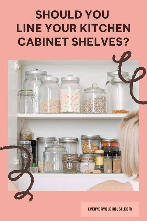 Should you line you kitchen cabinet shelves and drawers? Here's 8 pros and cons to consider. #organization #kitchen #kitchencabinets Kitchen Cabinet Inside Ideas, Lining Kitchen Drawers, Lining Kitchen Cabinets Shelves, Lining Cabinets And Drawers, Kitchen Cabinet Shelf Liner Ideas, Kitchen Drawer Liner Ideas, Kitchen Shelf Liner Ideas, Cabinet Liner Ideas, Shelf Liner Ideas