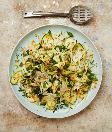 Salad, starter or side: Yotam Ottolenghi's courgette recipes | Food | The Guardian Fennel And Zucchini Recipes, Ottolenghi Salad, Salad Starter, Courgette Salad, Courgette Recipes, Otto Lenghi, Grilled Courgette, Yotam Ottolenghi Recipes, Ottolenghi Recipes