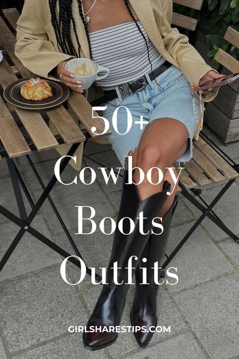 Discover 50+ trendy and stylish cowboy boots outfits! From casual jeans to elegant dresses, these looks are effortlessly chic for spring, summer, fall and winter. Whether you're attending a country concert in Nashville or dressing up for a wedding guest event, we’ve got you covered with options in white, black, brown, and red. Embrace Western chic with ankle boots or go bold as a baddie in beige or curvy styles. Dress to impress at parties, clubs, or festivals—simple yet aesthetic outfits await! Dresses For Cowgirl Boots, Pants With Cowboy Boots Women, Cowboy Boots Dressed Up, Tulle Skirt Cowboy Boots, Jeans And White Cowboy Boots, Jeans And Cowboy Boots Women, Cowboy Jeans Woman Outfit, Outfits With Cowboy Boots For Women Over 50, Styling Cowboy Boots With Jeans