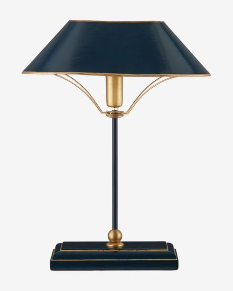 With a bold design, the Daphne Navy Table Lamp makes a statement anywhere it is styled. Its navy and gold hues and geometric forms bring both elegance and practical light to your space. Navy Buffet Lamp, Front Door Accessories, Navy Table, Big Kids Room, Spring Meadow, Blue Lamp, Attic Remodel, Mcgee & Co, Geometric Forms