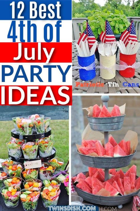 Easy Dollar Store DIY 4th of July Summer Party ideas. Patriotic themed decorations, food, and crafts for an outfoor bbq or party. Ideas For 4th Of July Party, Forth Of July Party Decorations Ideas, July Fourth Food Ideas, 4th Of July Work Party, 4th July Party Food, 4tg Of July Food Party Ideas, Fourth Of July Bbq Decorations, Independence Day Party Ideas, July 4 Food Ideas