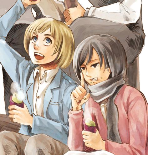 Armin And Mikasa, Armin Mikasa, Character Group, Aot Memes, Eren And Mikasa, Bday Girl, Attack On Titan Fanart, Special Places, Attack On Titan