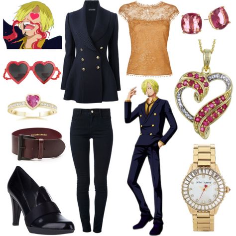 One Piece anime character. Sanji Inspired Outfit, One Piece Inspired Outfits Anime, One Piece Outfit Ideas Anime, Character Inspired Outfits Anime, Outfits Inspired By Anime Characters, Anime Inspired Outfits Casual, One Piece Inspired Outfits, Sanji Cosplay, Outfits Anime