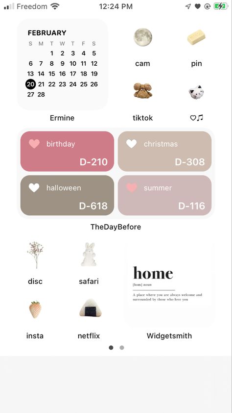 Aesthetic Andriod Layout, Cute Homescreen, Ios Homescreen Ideas, Iphone Layout Ideas, Phone Layout Ideas, Homescreen Idea, Lockscreen Ideas, Home Lock Screen, Home Screen Inspo