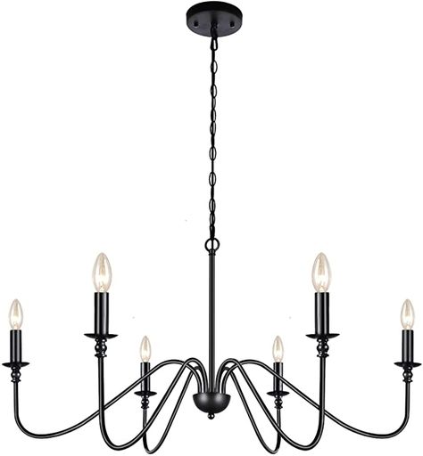 Lampundit 6-Light Iron Chandelier Black Farmhouse Chandelier Classic Candle Ceiling Pendant Light Fixture for Kitchen Island Dining Room Living Room Foyer Barn - - Amazon.com Black Candle Chandelier, Chandelier Classic, Black Farmhouse Chandelier, Candle Ceiling, Kitchen Island Dining Room, Island Dining Room, Black Farmhouse, Iron Chandelier, Chandelier Black