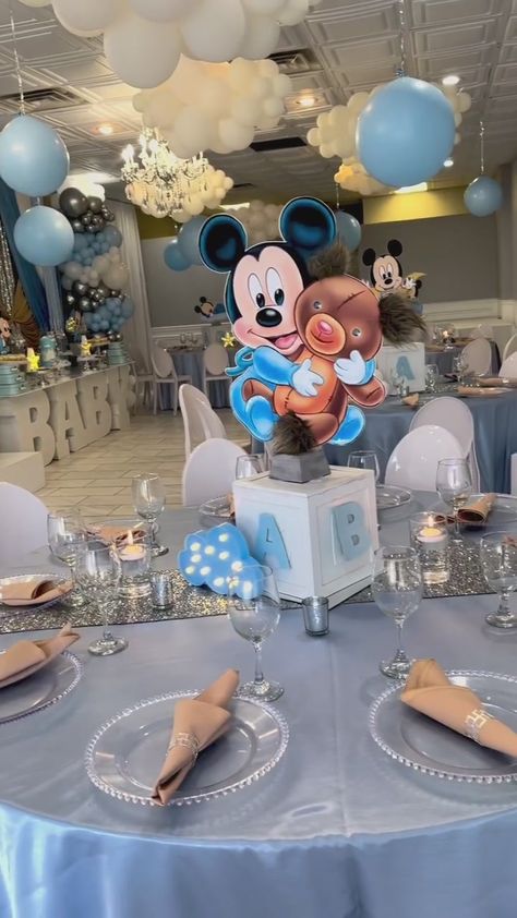 Mickey Mouse Baby Shower 💙🍼💛 Venue & Decor Included...All you have to do is just show up! 6528 W North Ave Chicago/Oak Park, IL **Text Inquiries... | By Chicagoland Luxe Rentals Disney World Baby Shower Ideas, Baby Mickey Baby Shower Ideas, Baby Shower Mickey Bebe, Mickey Mouse Baby Shower Ideas, Disney Baby Shower Ideas, Baby Shower Themes Boy, Baby Boy Baby Shower Ideas, Small Baby Shower Ideas, Minnie Baby Shower