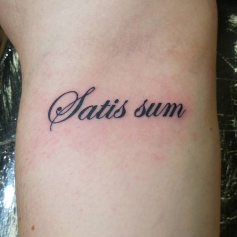 Marissa Tattoos — “Satis sum” Latin for “I am enough” #script... Script Tattoo Lettering, I Am Enough Tattoo, Latin Tattoo, Enough Tattoo, Enough Is Enough Quotes, Script Tattoo, I Am Enough, Tattoo Lettering, Tattoo Stickers