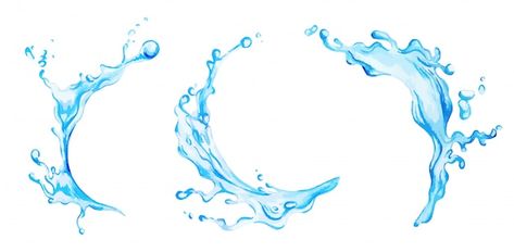 Water Splash Vector, Wind Tattoo, Bio Pool, Aquarius Tattoo, Water Tattoo, Water Illustration, Fire Tattoo, Watercolor Water, Water Drawing