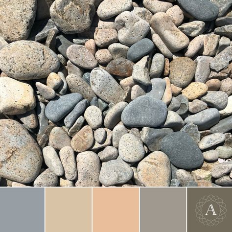 "River rocks" inspired color palette. River Rock Color Palette, Rocks Color Palette, Stone Color Palette, Pebble Color, Clay Inspo, Room Refresh, River Rocks, Paint Color Palettes, Grey Color Palette