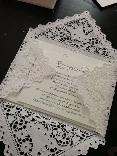 Lace Envelopes, Diy Wedding Invitation, Doilies Crafts, Lace Diy, Lace Wedding Invitations, Paper Doilies, Wedding Invitation Envelopes, Invitation Ideas, Budget Diy