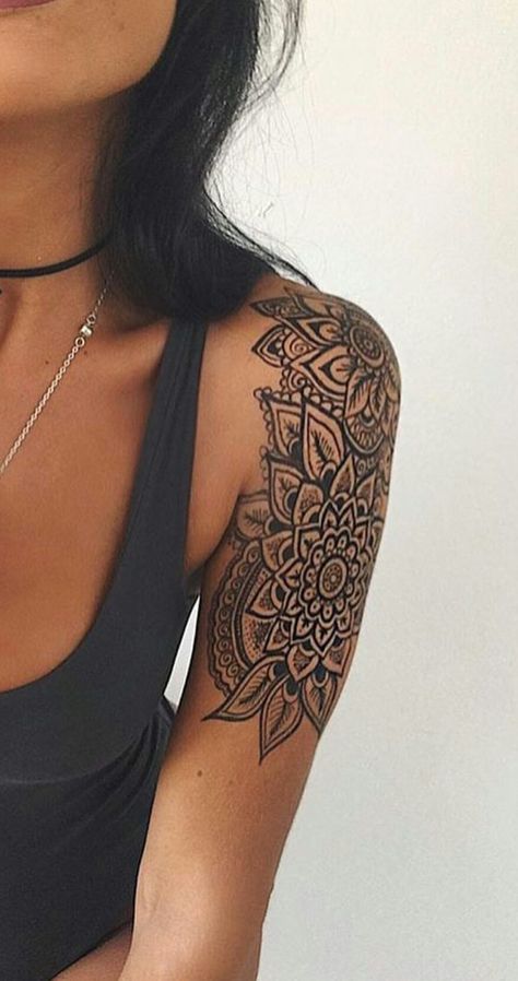 Mandala Arm Tattoo, Make Temporary Tattoo, Cool Shoulder Tattoos, Tattoos For Women Half Sleeve, Upper Arm Tattoos, Inspiration Tattoos, Tattoos Geometric, Full Sleeve Tattoos, Shoulder Tattoos For Women