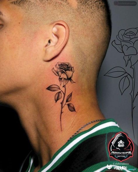 #tattoo, #tattoos, #inked, #tattooart, #tattooedwomen, #tattooedguys, #tattooinspiration, #tattooideas, #tattooworldwide, #tattoosociety, #InkLaughs, and #TattooFails​ Rose Neck Tattoo, Tattoo Homme, Small Neck Tattoos, Side Neck Tattoo, Small Chest Tattoos, Rose Tattoos For Men, Realistic Tattoo Sleeve, Men's Small Tattoo, Tattoo Inspiration Men