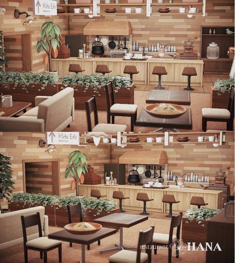 Animal Crossing Hhp Restaurant Ideas, Acnh Living Rooms Ideas, Animal Crossing Cafe, Ideas Animal Crossing, Acnh Cottagecore, Animal Crossing 3ds, Ac New Leaf, Animal Crossing Guide, Wood Island