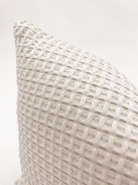 The Cool Cotton Waffle Weave Body Pillow is so soft and versatile in any bedroom and has a coordinating blanket. This soft cotton waffle fabric will be a staple in your home for many years to come. This size pillow can be used as a very comfortable body and amazing back support pillow. 1 pillow fits on a Queen and King Size bed. Color: Ivory & White Dimensions: 20"x54" Material: 100% Cotton Wash Care: Machine Wash & Dry Details: Hidden zipper is placed on the bottom hem. Large Bed Pillows, Back Support Pillow, Waffle Fabric, Beige Pillows, Woven Pillows, Euro Pillow, Hand Woven Textiles, Towel Collection, Support Pillows