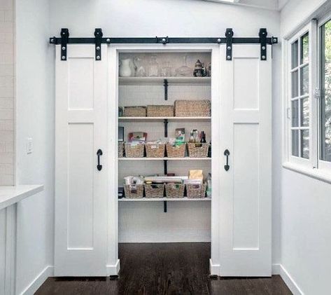 Top 40 Best Kitchen Pantry Door Ideas - Storage Closet Designs Kitchen Pantry Door, White Kitchen Pantry, Pantry Door Ideas, Pantry Closet Design, Sliding Pantry Doors, Vintage Pantry, Kitchen Pantry Doors, Open Pantry, Pantry Remodel