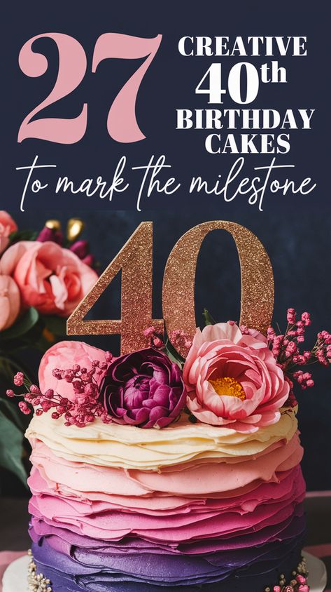 Looking for 40th birthday cake ideas? Discover these ideas for cakes that wow, from elegant designs for women to bold, creative themes for men. Whether it’s classic decorations or trendy cake toppers, these ideas for a 40th birthday cake will make the celebration unforgettable. Explore these ideas for your milestone event! Birthday Cake Themes Woman, Birthday Cake Ideas 40th Women, Classy 40th Birthday Cake, Women’s 40th Birthday Themes, 40th Birthday Desserts, 40 Th Birthday Cakes For Women, Cake For 40th Birthday Women, 35th Birthday Ideas For Her Cake, Cake 40 Birthday Woman