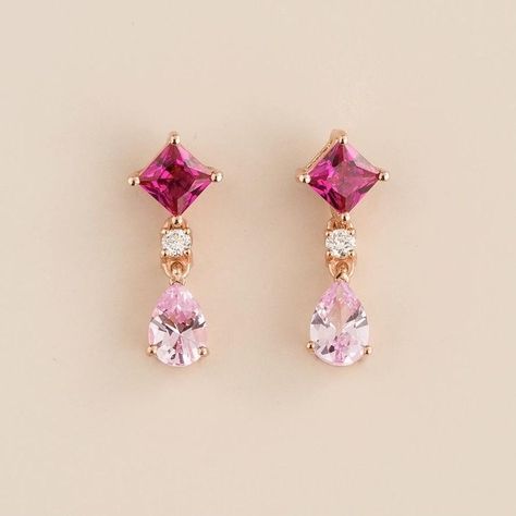 Pink Diamond Earrings, Pink Jewellery, Pink Sapphire Jewelry, Gemstone Jewelry Earrings, Pink Sapphire Earrings, Flamingo Earrings, Fancy Jewelry Necklace, Ruby Sapphire, Gold Earrings Designs