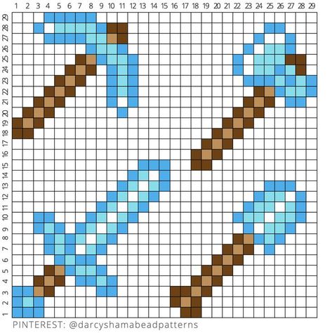 Minecraft Diamond Weapons Pattern #weapons #diamond #pick #sword #axe #shovel #minecraft #hamabeads #hamabeadpattern #perler #perlerbeads #pyssla #pixel #pixelart #pattern #crossstitch #fusebeads Diy Minecraft Decorations, Minecraft Diamond, Minecraft Pattern, Square Drawing, Minecraft Drawings, Easy Perler Beads Ideas, Easy Pixel Art, Perler Art, Pixel Drawing