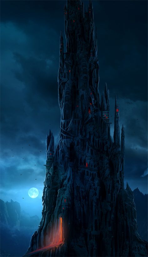 Dark tower by Sedeptra.deviantart.com Dnd Setting, Evil Tower, Black Tower, Grim Dark, Setting Inspiration, Dark Castle, The Dark Tower, Art Watch, Arte Cyberpunk