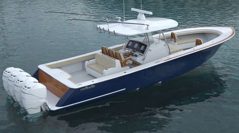 Famed convertible builder enters hot center-console market Offshore Fishing Boats, Viking Yachts, Center Console Fishing Boats, Sport Fishing Boats, Center Console Boats, Boat Restoration, Fast Boats, Viking Designs, Best Boats