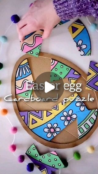 🌿 Nicky🌻| eco crafts for my littlies and me! on Instagram: "🧩 Easter egg cardboard puzzle 🧩 ✨Save for the holidays!  Do you like to make resources for your kids? Cardboard readily available, free, and so versatile. I love using my @posca_uk markers to make bright and appealing games for my kids. I made this last year and it's survived well - pulling it out of our Easter box prompted me to reshare it now. Just love all those gorgeous spring colours!  I have since glued in one of the pieces to help orientate the puzzle and prevent too much frustration!!  #recyclemeplay #savecraftplay #funbudgetplay #inspireuswithyourplay #lowwasteliving #cardboardcrafts #beyondthebox #poscamarkers #EasterCrafts #eastercardboardplay #upcycleproject #recyclerpourjouer #reducereuse #lowcostplay #usewhatyouh Cardboard Play, Cardboard Puzzle, Eco Crafts, Spring Colours, Art Lessons For Kids, Toddler Learning Activities, Upcycle Projects, Toddler Learning, Cardboard Crafts