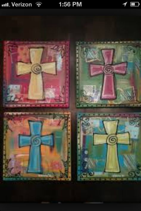 Cross Diy Canvas Wall Art, Cross Art, Cross Paintings, Canvas Crafts, Painting Class, Paint Party, Diy Canvas, Painting Projects, Painting Inspiration