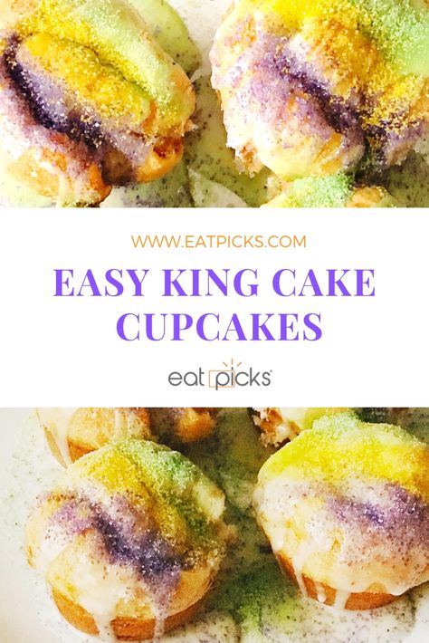 King Cake Tradition, Cinnamon Sugar Cream Cheese, Easy King Cake, Mardi Gras Desserts, Kings Cake Cupcakes, King Cake Recipe Easy, Pillsbury Crescent Rolls, Haitian Recipes, Mardi Gras Cake