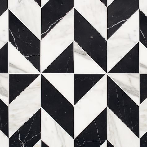 Lancaster Large mosaic shown in polished Calacatta Tia and Nero Marquina | New Ravenna Marble Floor Pattern, Floor Pattern Design, Marble Pattern Design, Inlay Flooring, Marble Flooring Design, New Ravenna, Flooring Pattern, Flooring Designs, Floor Pattern