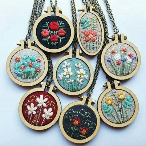 Embroidery Types, Miniature Embroidery, Thread Design, Framed Embroidery, Framed Cross Stitch, 자수 디자인, Silk Ribbon Embroidery, Embroidery Jewelry, Hand Embroidery Stitches