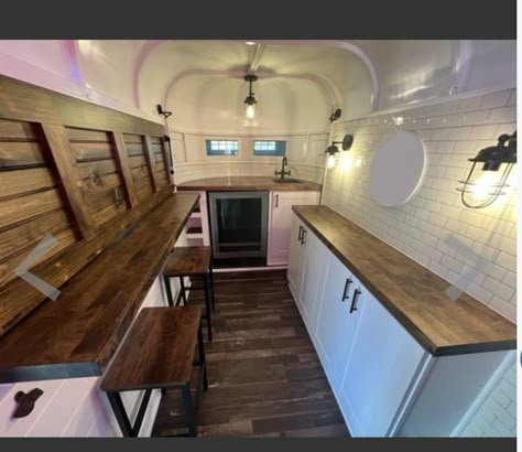 Mobile Bar Camper Interior, Travel Trailer Food Truck, Inside Of Mobile Bar, Drink Trailer Interior, Horse Trailer Coffee Shop Interior, Mobile Bar Interior Design, Mobile Coffee Trailer Interior, Mobile Coffee Shop Interior, Mobile Bar Trailer Interior Design