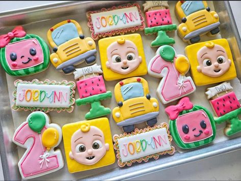 Cocomelon Cookies, Cakes For Twins, Birthday Party At Park, Twins Cake, Park Birthday, Birthday Wishes Cake, 3rd Birthday, Sugar Cookies, Birthday Wishes