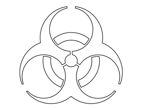 Biohazard symbol pattern. Use the printable outline for crafts, creating stencils, scrapbooking, and more. Free PDF template to download and print at http://patternuniverse.com/download/biohazard-symbol-pattern/ Toxic Symbol, Biohazard Tattoo, Hazard Symbols, Acab Tattoo, Printable Outline, Family First Tattoo, Hazard Symbol, Biohazard Symbol, Travel Baby Shower Theme