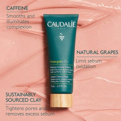 Pore Minimizing Instant Detox Mask - Caudalie | Sephora Caudalie Mask, Caudalie Skincare, Detoxifying Face Mask, Pore Mask, Dream Makeup, London Shopping, Tighten Pores, Clay Mask, Crystal Beads Bracelet