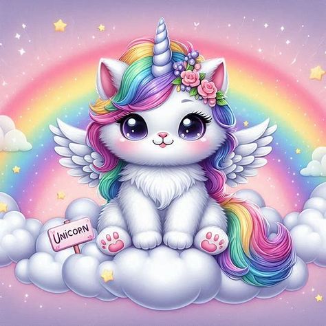 Gatito unicornio con alas, una nube arcoíris, con un cartel que ponga Lea - Generador de imágenes en Bing Bing Images, The Creator