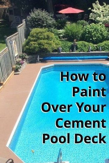 Diy Pool Upgrades, Paint Pool Deck Concrete, Pool Deck Painting Ideas, Inground Pool Area Decorating Ideas, Pool Painting Ideas, Pool Deck Colors Concrete Paint, Pool Makeover Before And After, Pool Deck Paint Ideas Concrete, Pool Deck Paint Colors