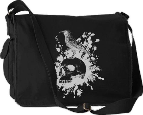 Goth Bags For School, Goth Messenger Bag, Aesthetic Messenger Bag, Messenger Bag Aesthetic, Goth Bags, Gothic Bags, Goth Bag, Raven Nevermore, Black Messenger Bag