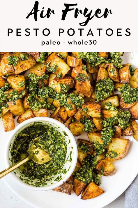 Whole 30 Air Fryer Recipes, Whole 30 Air Fryer, Paleo Pesto, Paleo Turkey, Dairy Free Pesto, Pesto Potatoes, Healthy Air Fryer Recipes, Delicious Paleo Recipes, Healthy Air Fryer