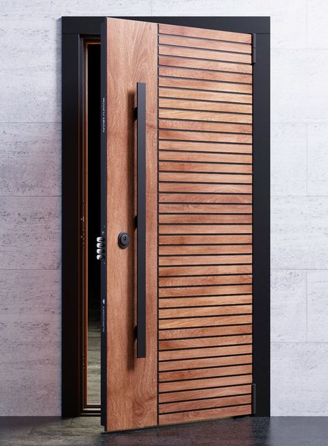 Maindoors Design, Front Door Design Wood Modern, Maindoors Design Modern, Veneer Door Design, Wooden Entrance Door, Pagar Modern, Pintu Interior, درج السلم, Wooden Door Entrance